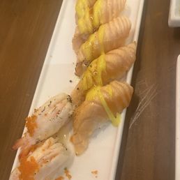 Torched Sushi Salmon and Shrimp