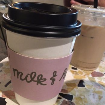 Milk & Honey - Iced Lavender milk tea & hot London Fog (Earl Grey latte) - Coffee & Tea Near Me - Costa Mesa, California