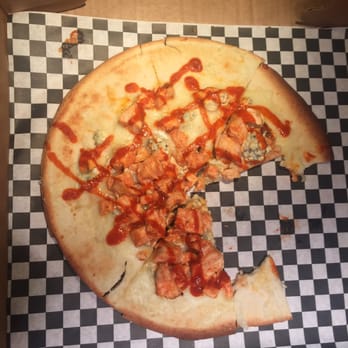 BWP - Gluten- free buffalo chicken pizza(?).  2-3 inches of rock hard crust, no sauce and barely any cheese. Seriously? - American Near Me - Saratoga Springs, New York