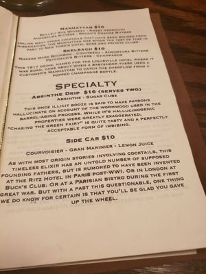 Menu photo 4 Volstead Bar Sandusky, OH