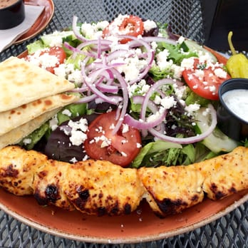 Luna Grill Poway - Greek salad with chicken kebab. Skip the pita - Mediterranean Near Me - Poway, California Luna Grill Poway - Greek salad with chicken kebab. Skip the pita - Mediterranean Near Me - Poway, California