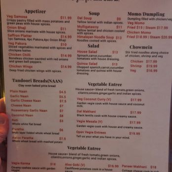 Saffron Indian Restaurant - Menu - Indian Near Me - Steamboat Springs, Colorado