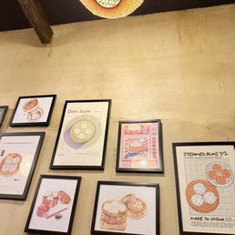 Dumpling art on the wall.