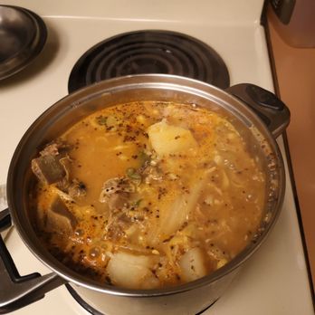 Lee Gar Nei - pork back bone stew (transported from the takeout container into our own pot) - Korean Near Me - Surrey, British Columbia