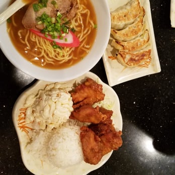 Ramen Ya - Combo : Mini Ramen, Gyoza, Mochiko Chicken, rice, and mac salad. - Ramen Near Me - Kahului, Hawaii Ramen Ya - Combo : Mini Ramen, Gyoza, Mochiko Chicken, rice, and mac salad. - Ramen Near Me - Kahului, Hawaii