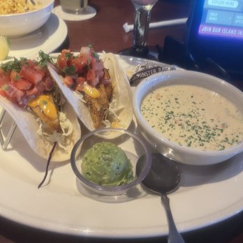 Bahama Breeze - Blackened Mahi Tacos | Bahamian Seafood Chowder Soup - Bars Near Me - Woodbridge, Virginia