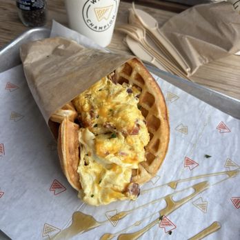 Waffle Champion - Bacon Egg & Cheese - Waffles Near Me - Oklahoma City, Oklahoma Waffle Champion - Bacon Egg & Cheese - Waffles Near Me - Oklahoma City, Oklahoma