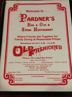 Menu photo 6 Pardner's Bar-B-Que Piney Flats, TN