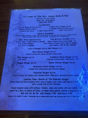 Menu photo 1 The Pour House Eatonville, WA Menu photo 1 The Pour House Eatonville, WA