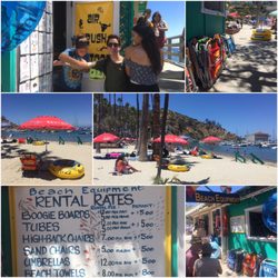 The Beach Stand - The Beach Stand with air brush tattoos and rental rates. On Avalon's beautiful bay!!! Why pack it over when you can rent?
