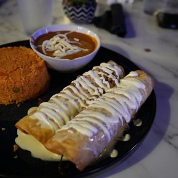 El Patron Grill and Cantina - Chimichanga with rice and refried beans - Mexican Near Me - Riverview, Florida