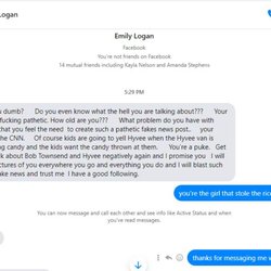 Hy-Vee - I made comments sabout ther store and she threatened with shes going to make good to take photos to harass me to try to injure me also