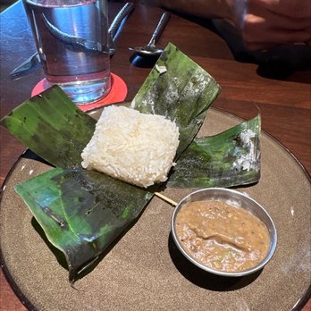 Malai Kitchen - Complimentary sticky rice and eggplant dip - Thai Near Me - Dallas, Texas