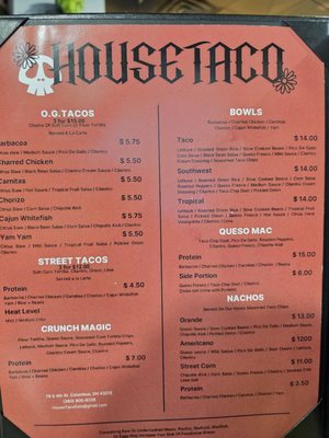 Menu photo 3 House Taco Columbus, OH