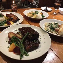 Baby back ribs, halibut bawden bay, wild mushroom ravioli, and long boarding salmon Baby back ribs, halibut bawden bay, wild mushroom ravioli, and long boarding salmon