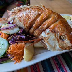 Asu Mare - Whole Fish (Red Snapper) with Fried Yuca
