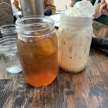 The Buff Restaurant - Iced tea and white buffalo (coffee with white chocolate) - Breakfast & Brunch Near Me - Boulder, Colorado The Buff Restaurant - Iced tea and white buffalo (coffee with white chocolate) - Breakfast & Brunch Near Me - Boulder, Colorado