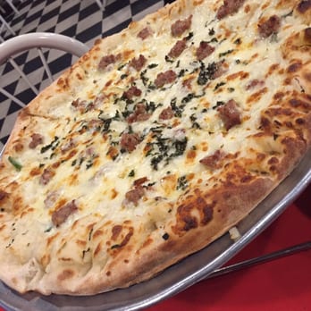 Zito's Pizza - Alfredo with onions and Italian sausage - Pizza Near Me - Orange, California Zito's Pizza - Alfredo with onions and Italian sausage - Pizza Near Me - Orange, California
