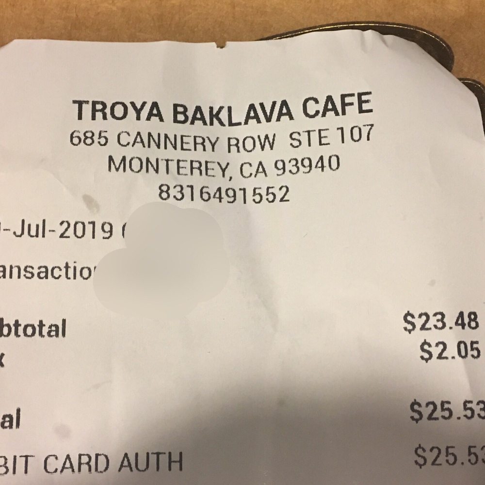 Troya - Total price for two tiny baklava and a 6 inch bar of candy. - Desserts Near Me - Monterey, California Troya - Total price for two tiny baklava and a 6 inch bar of candy. - Desserts Near Me - Monterey, California