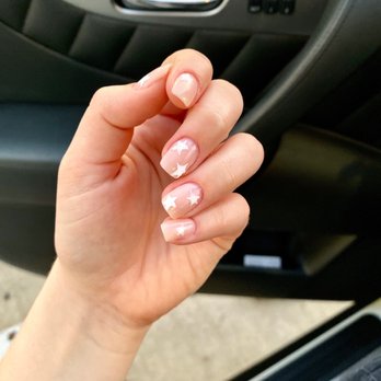 Elite Spa & Nail - Nude dip with white stars (0: done by Kaitlyn (?) - Day Spas Near Me - Arlington, Texas Elite Spa & Nail - Nude dip with white stars (0: done by Kaitlyn (?) - Day Spas Near Me - Arlington, Texas