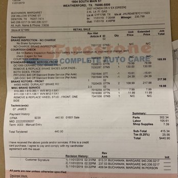 Firestone Complete Auto Care - Invoice - Tires Near Me - Weatherford, Texas Firestone Complete Auto Care - Invoice - Tires Near Me - Weatherford, Texas