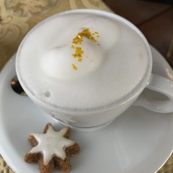 La Crepe Bistro - Cappuccino topped with gold flakes - French Near Me - Homer Glen, Illinois