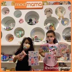 Mod Mama - Shopping for art supplies and wearing masks - creative and smart girls!