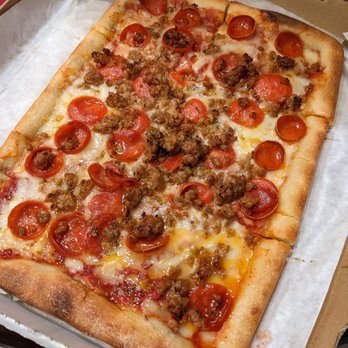 Dino's Pizza Kitchen - Added sausage to the pepperoni Sicilian - Pizza Near Me - Livermore, California