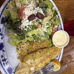 Beach Boy Restaurant - Pickerel and Greek salad