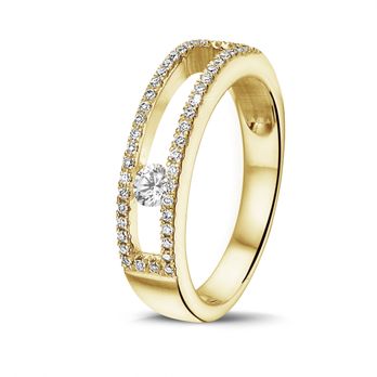 BAUNAT - BAUNAT's L'Atypique Collection - 0.25 carat ring in yellow gold with a floating round diamond - Jewelry Near Me - Antwerp, VAN