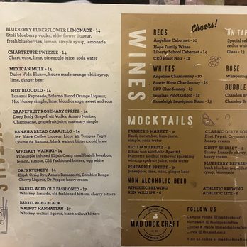 Mad Duck Craft Brewing Campus Pointe - Other side of the drink menu - New American Near Me - Fresno, California Mad Duck Craft Brewing Campus Pointe - Other side of the drink menu - New American Near Me - Fresno, California