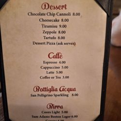 Tivoli Pizza and Trattoria - Dessert Menu