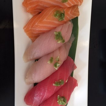 Sushi Kuchi - Nigiri: top to bottom - Salmon, Yellowtail & Tuna - Japanese Near Me - Carlsbad, California Sushi Kuchi - Nigiri: top to bottom - Salmon, Yellowtail & Tuna - Japanese Near Me - Carlsbad, California