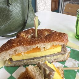 Breakfast sandwich with homemade sausage