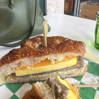 Happy Mediums - Breakfast sandwich with homemade sausage - Breakfast & Brunch Near Me - Calimesa, California