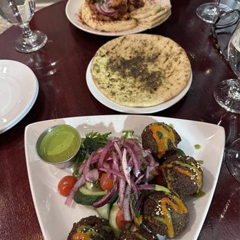 Mazevo Mediterranean Eatery - Falafel and Chicken shwarma plates. Good for sharing. - Mediterranean Near Me - Denver, Colorado