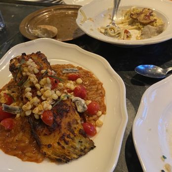 Dalida - Turbot with tomato orzo; lobster mushroom and white wine pasta - Mediterranean Near Me - San Francisco, California Dalida - Turbot with tomato orzo; lobster mushroom and white wine pasta - Mediterranean Near Me - San Francisco, California