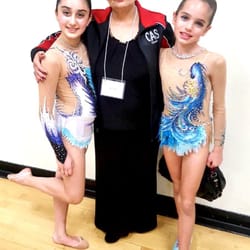 California Springs Rhythmic Gymnastics - Head coach Mrs. Hasmik (Jasmine) with Ariana and Annie - Level 6