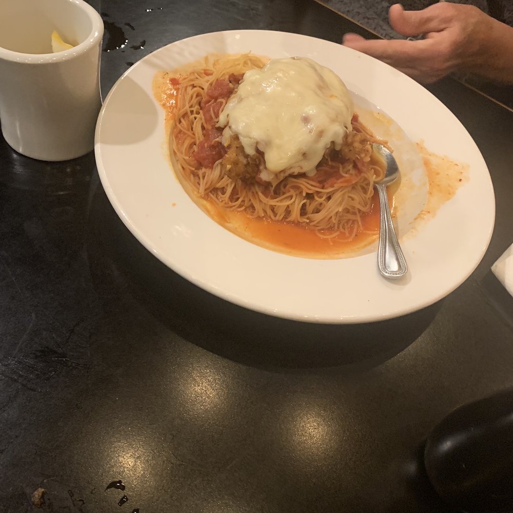 Brother's - Chicken Parmesan, huge portion with very thin vermicelli like pasta - American Near Me - Young Harris, Georgia Brother's - Chicken Parmesan, huge portion with very thin vermicelli like pasta - American Near Me - Young Harris, Georgia