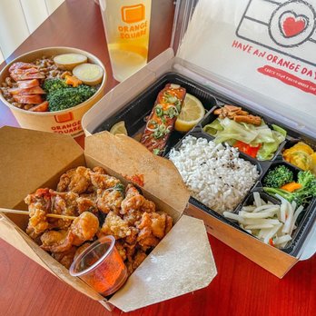 Orange Square - B06. Seared Fresh Salmon Teriyaki Square S02. Basil S&P Popcorn A16. Winter Melon Lemon Aiyu B09. Deluxe Braised Pork Rice Bowl - Taiwanese Near Me - Santa Clara, California