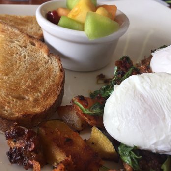 Cooks Tavern - Argentina hash with poached eggs, toast and fruit - New American Near Me - Tacoma, Washington Cooks Tavern - Argentina hash with poached eggs, toast and fruit - New American Near Me - Tacoma, Washington