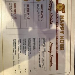 Happy hour menu Happy hour menu