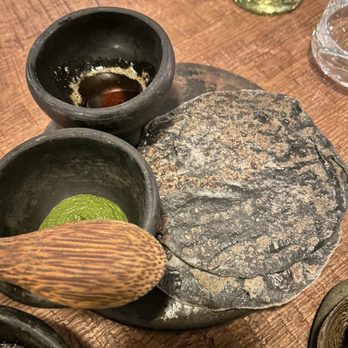 Meteora - Blue corn tortillas with prawn head butter and peppercorn paste - New American Near Me - Los Angeles, California Meteora - Blue corn tortillas with prawn head butter and peppercorn paste - New American Near Me - Los Angeles, California
