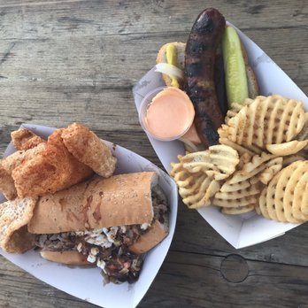 Ray Ray's Hog Pit - Carolina Chopped pork sandwich and Hot Link Sandwich - Food Trucks Near Me - Columbus, Ohio