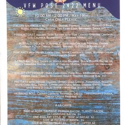 VFW Post 2422 - Brunch Menu