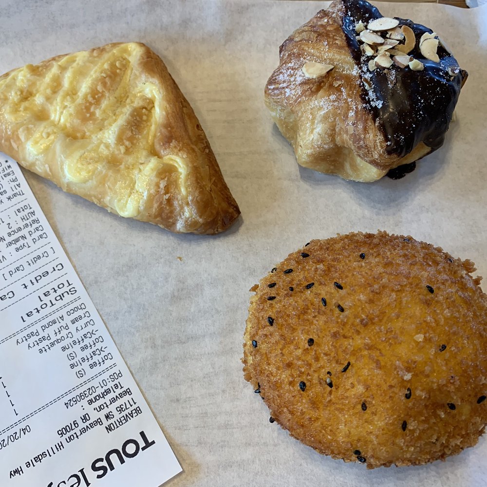 Tous Les Jours - We shared the cream pastry, chocolate almond puff and curry croquet. All are very good! - Bakeries Near Me - Beaverton, Oregon Tous Les Jours - We shared the cream pastry, chocolate almond puff and curry croquet. All are very good! - Bakeries Near Me - Beaverton, Oregon