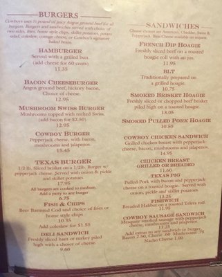 Menu photo 5 Cowboys Huntley, MT Menu photo 5 Cowboys Huntley, MT