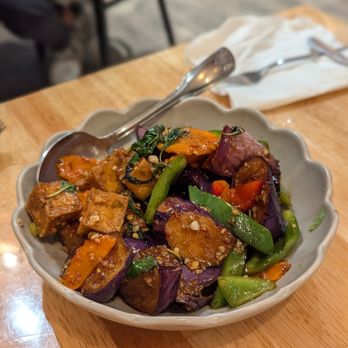 Basil & Co - Eggplant basil w/ tofu, $17 - Thai Near Me - Diamond Bar, California