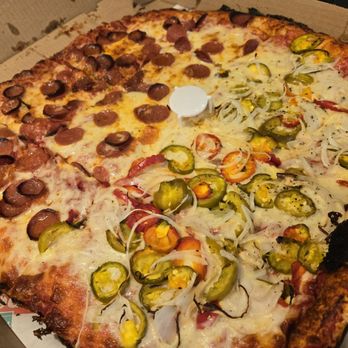 Imperial Pizza - Whole cheese pizza, half pepperoni, half hot peppers + onions - Pizza Near Me - Buffalo, New York