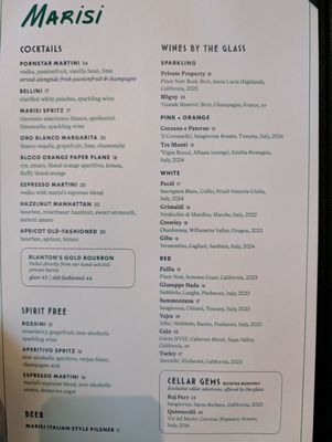 Menu photo 5 Marisi La Jolla, CA